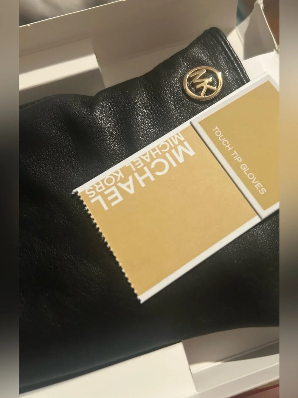Michael Kors Black Leather Gloves in Branded Box, XL Michael Kors Touch Tip